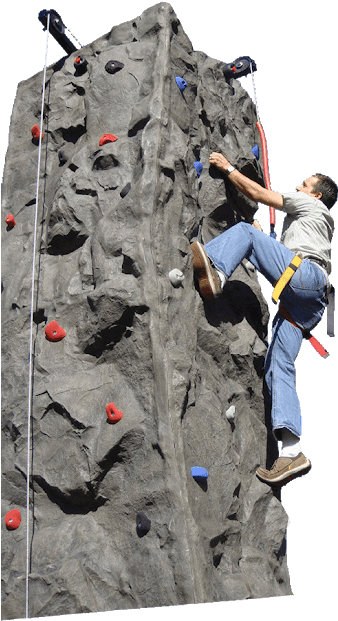 Man Climbing Artificial Wall PNG image