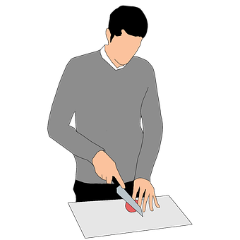 Man Cutting Vegetable Illustration PNG image