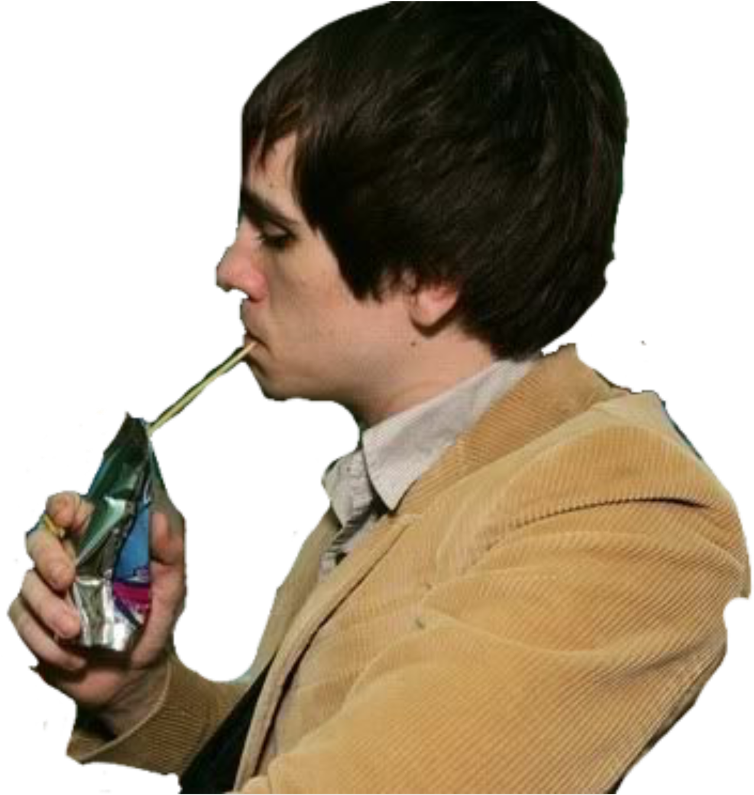 Man Drinking Capri Sun PNG image