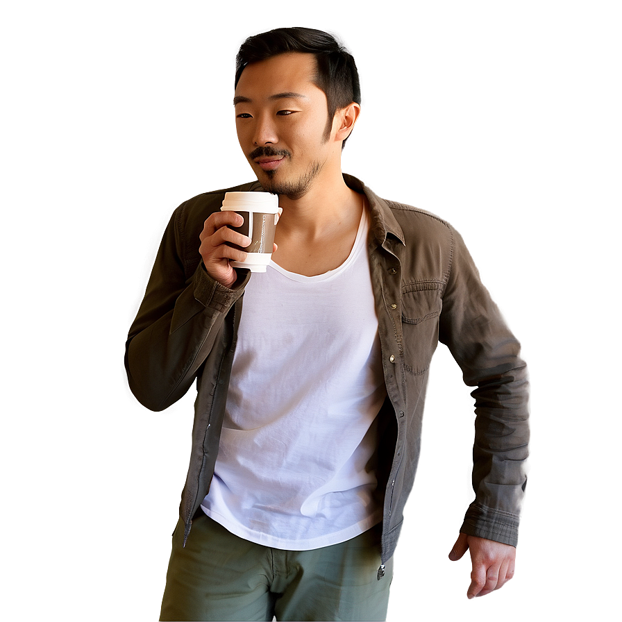 Man Drinking Coffee Png 3 PNG image