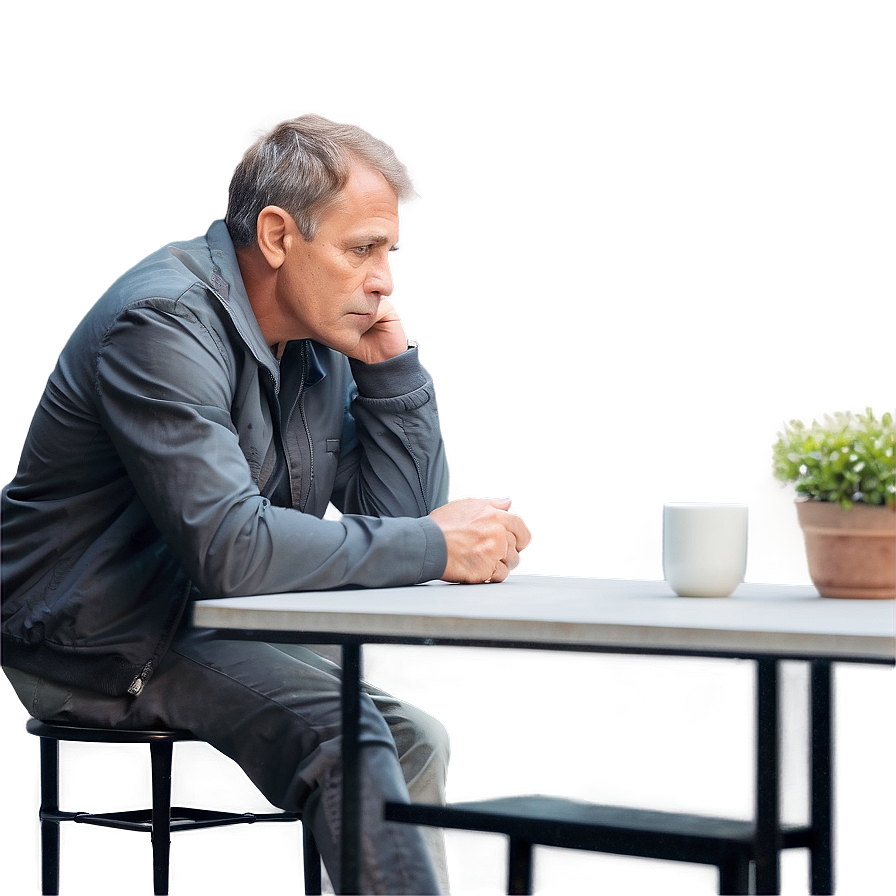 Man Engrossed In Thoughts Png 50 PNG image