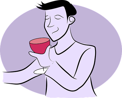 Man Enjoying Wine Cartoon PNG image