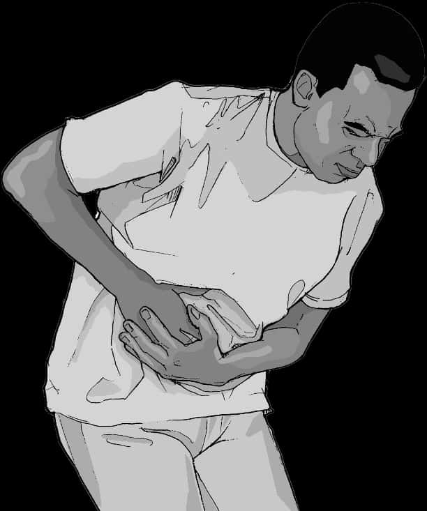 Man Experiencing Abdominal Pain PNG image