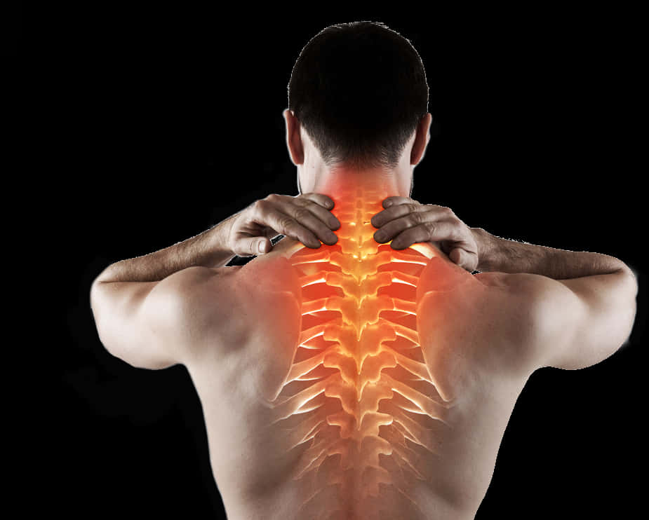 Man Experiencing Back Pain PNG image