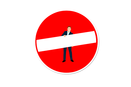 Man Holding Blank Sign No Entry Symbol PNG image