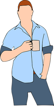 Man Holding Coffee Mug Vector PNG image