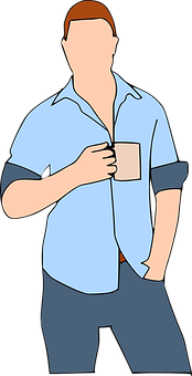 Man Holding Mug Vector Illustration PNG image