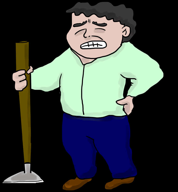 Man In Pain With Cane_ Illustration PNG image