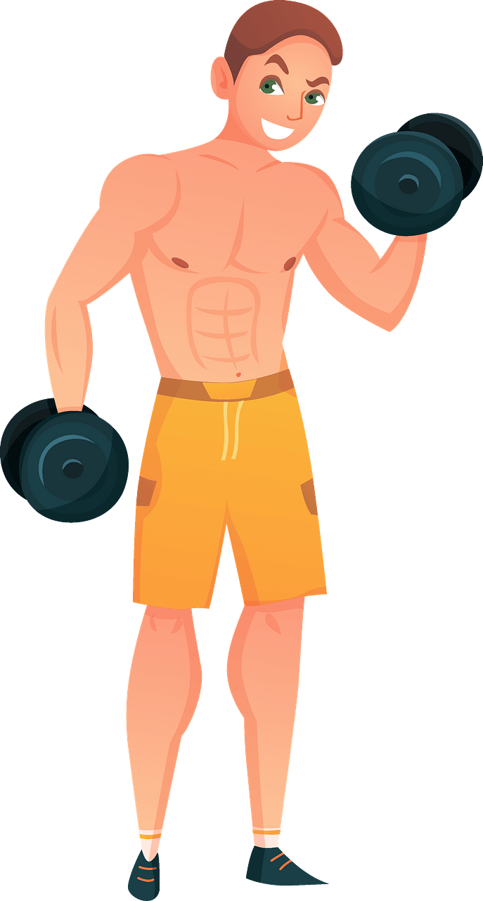 Man Lifting Dumbbell Fitness Illustration PNG image