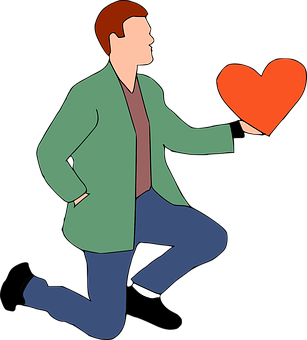 Man Offering Heart Illustration PNG image