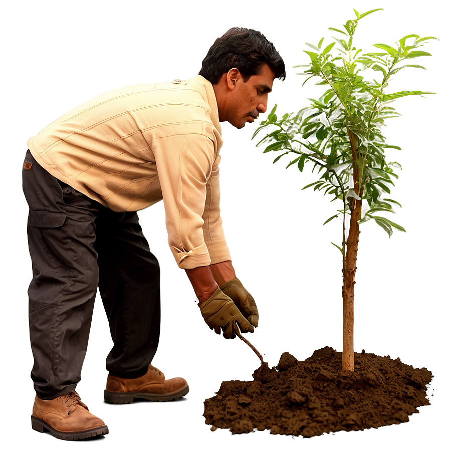 Man Planting Tree Png 05042024 PNG image