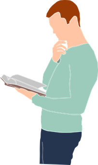 Man Reading Book Illustration PNG image