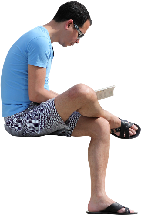 Man Reading Book While Sitting PNG image