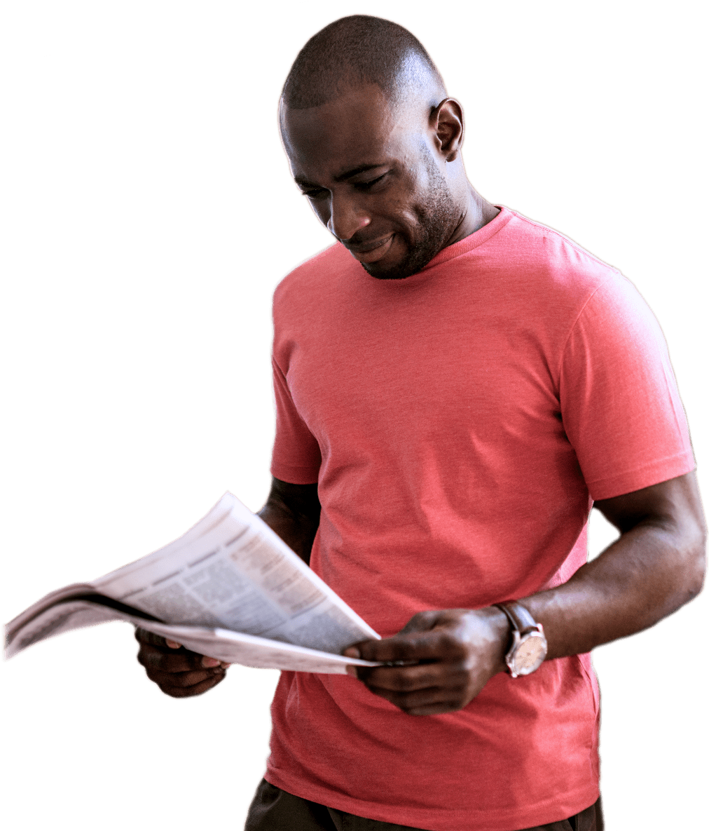 Man Reading Newspaper PNG image