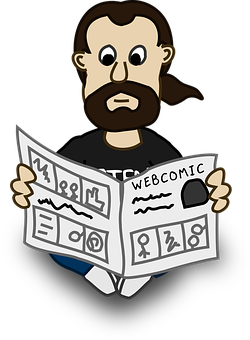 Man Reading Webcomic Cartoon PNG image