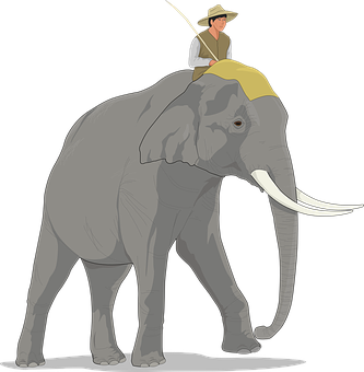 Man_ Riding_ Elephant_ Illustration PNG image