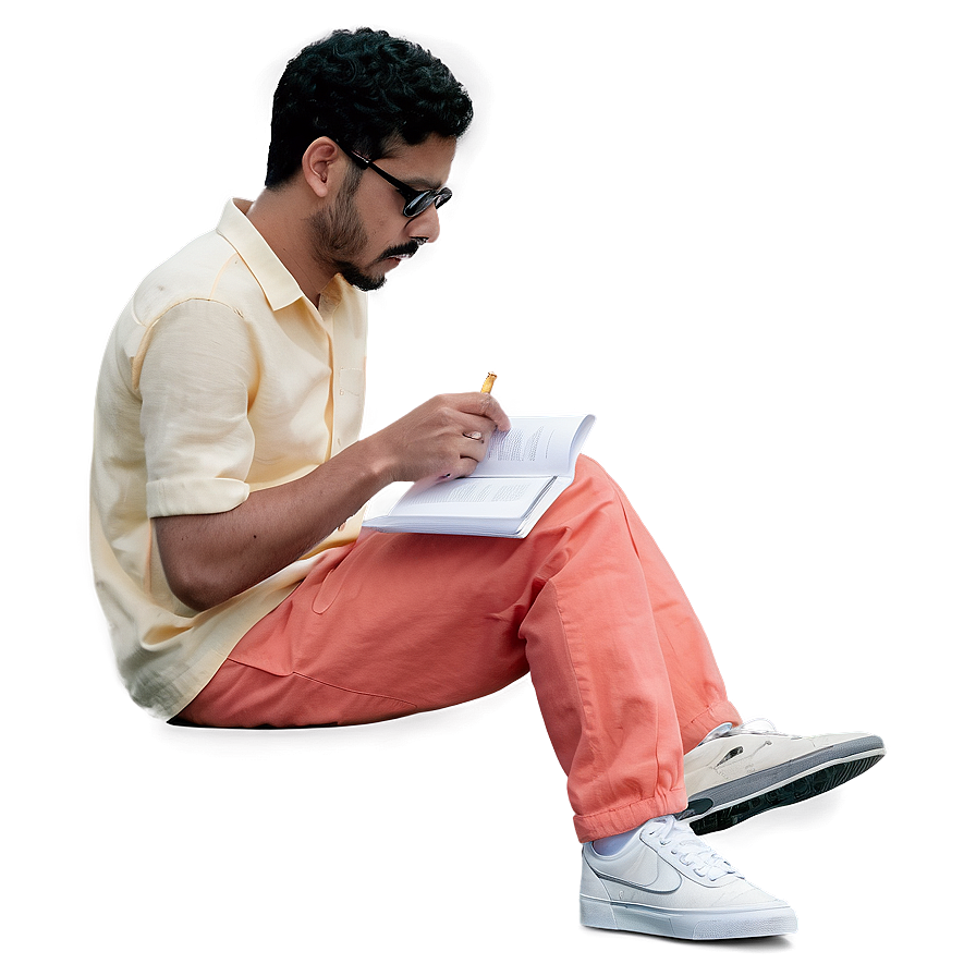 Man Sitting And Reading Png Gec27 PNG image