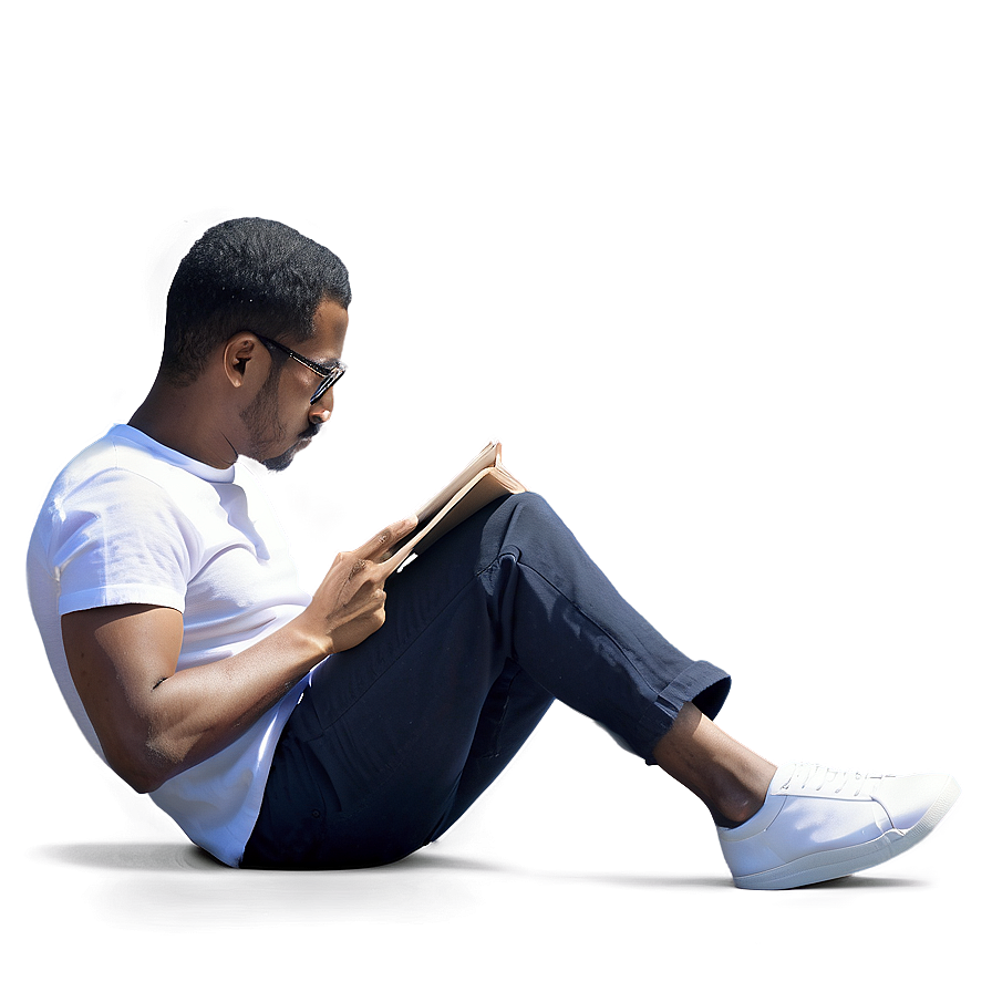 Man Sitting And Reading Png Wtu24 PNG image