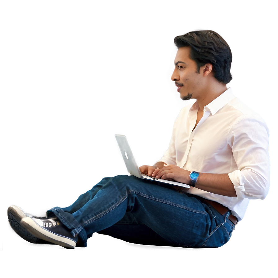 Man Sitting At Computer Png 29 PNG image