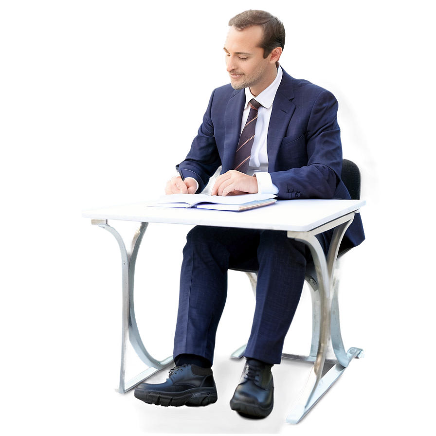 Man Sitting At Desk Png 06122024 PNG image