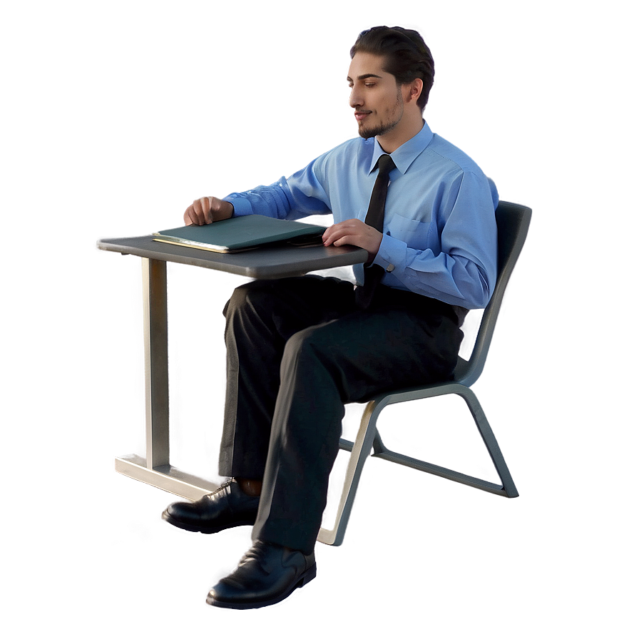 Man Sitting At Desk Png 06122024 PNG image