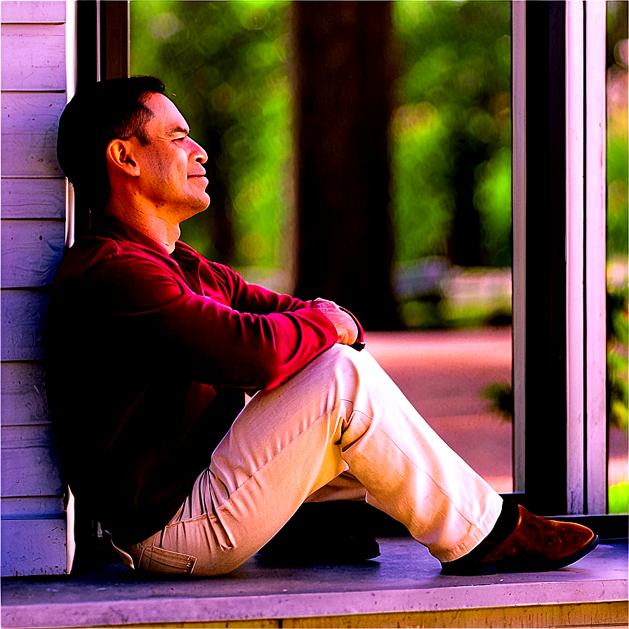 Man Sitting By Window Png 06122024 PNG image