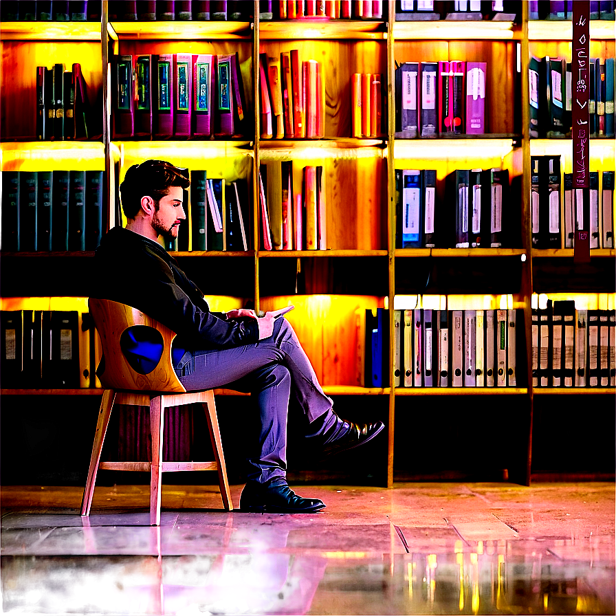 Man Sitting In Library Png 06122024 PNG image