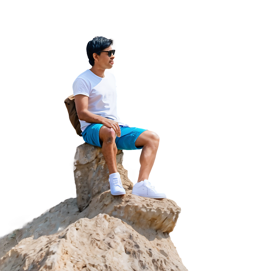 Man Sitting On Rock Png 06122024 PNG image