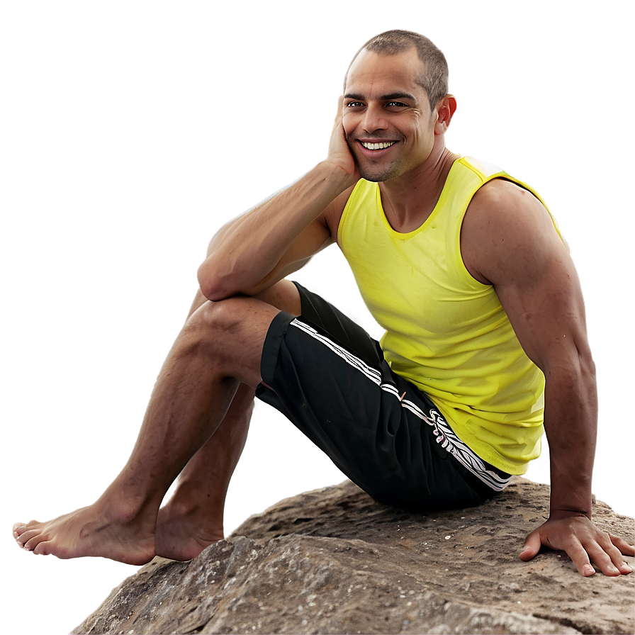 Man Sitting On Rock Png Cnn75 PNG image