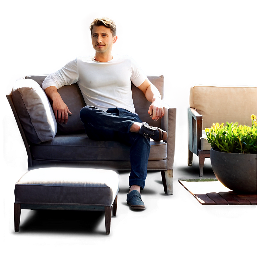 Man Sitting On Sofa Png Omj67 PNG image