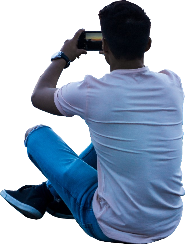 Man Sitting Using Smartphone PNG image