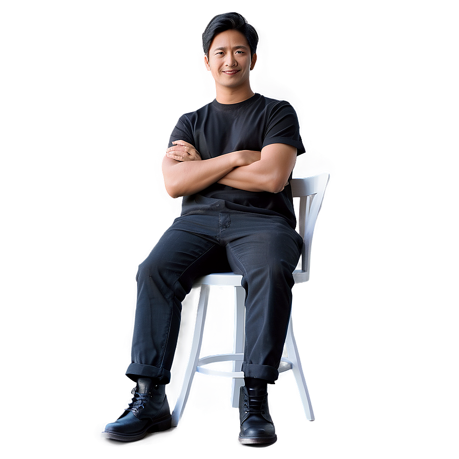 Man Sitting With Arms Crossed Png 6 PNG image