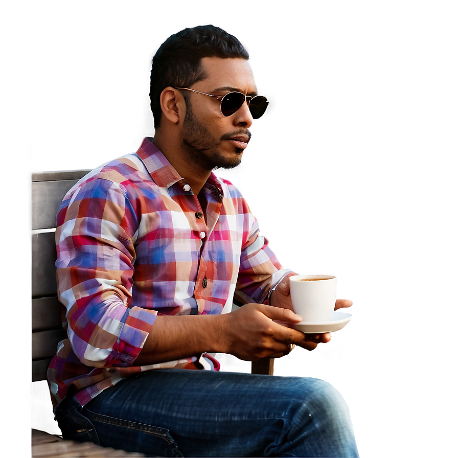 Man Sitting With Coffee Png 85 PNG image