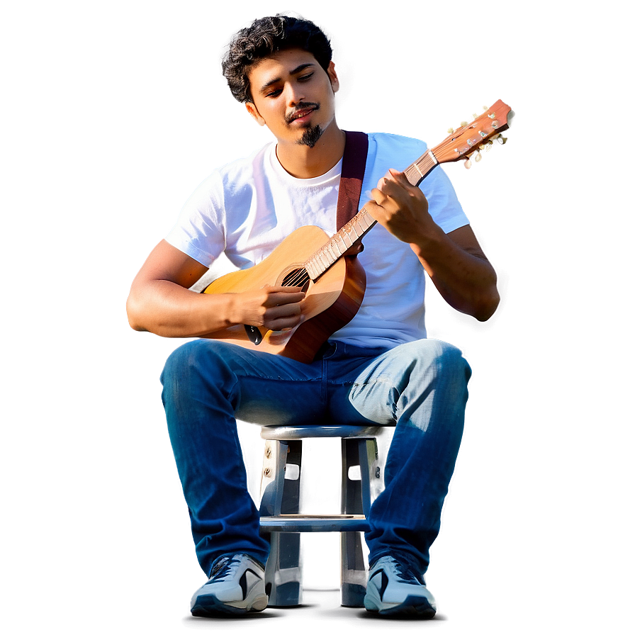 Man Sitting With Guitar Png 06122024 PNG image