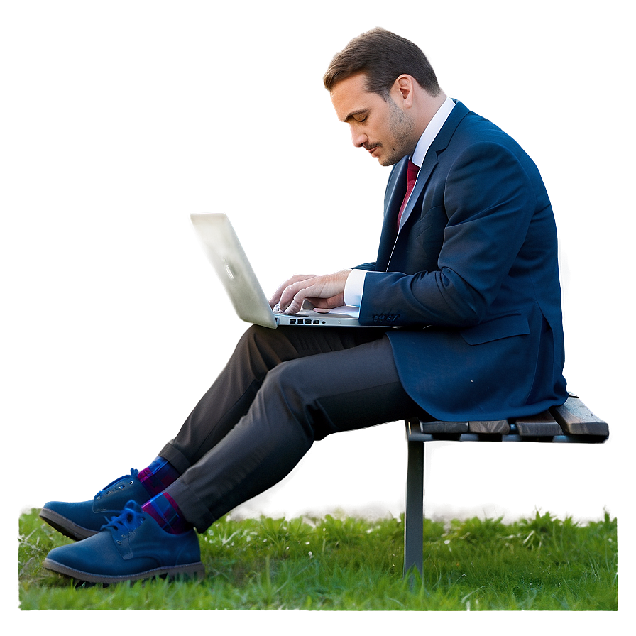 Man Sitting With Laptop Png 06122024 PNG image