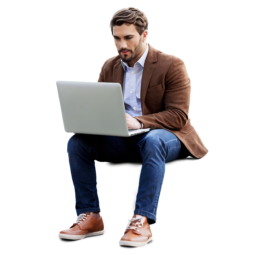 Man Sitting With Laptop Png 53 PNG image