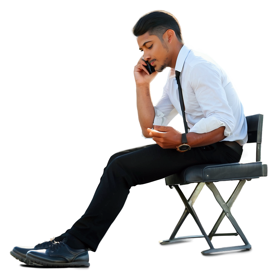 Man Sitting With Phone Png 35 PNG image