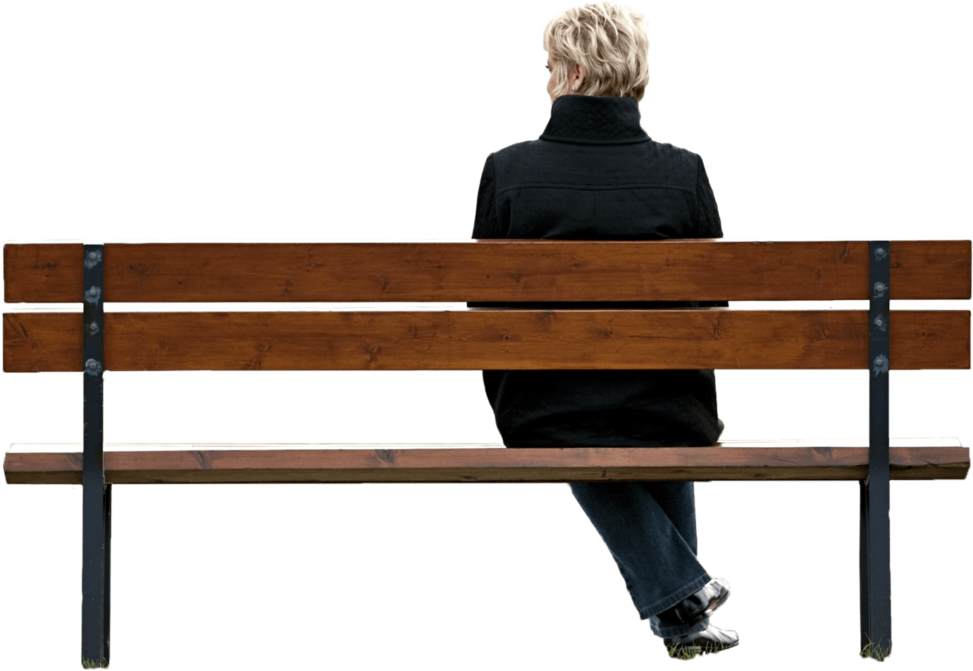 Man Sittingon Park Bench Isolated PNG image