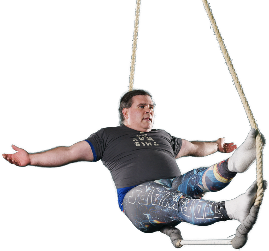 Man Swingingon Rope PNG image