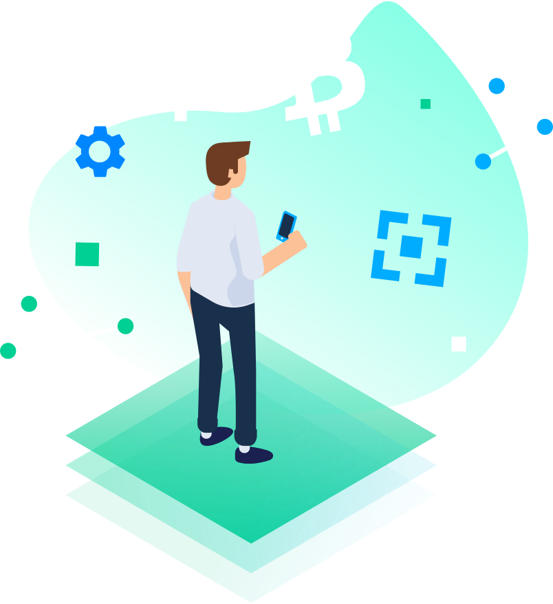 Man Using Smartphone Bitcoin Concept PNG image