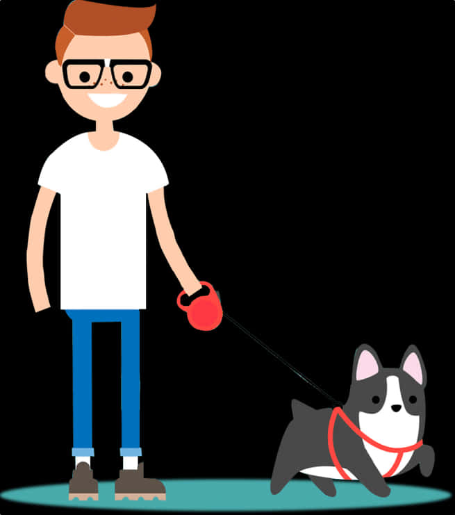 Man Walking Dog Cartoon PNG image