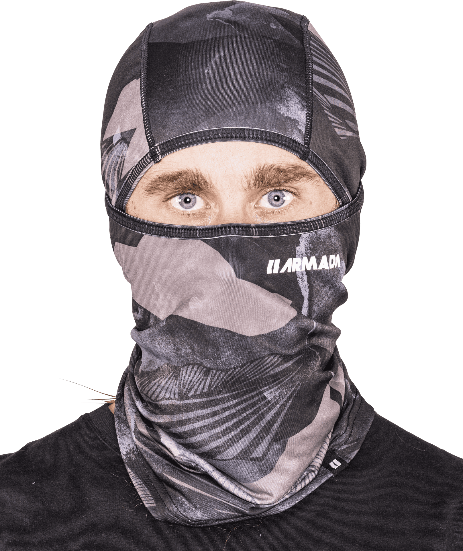 Man Wearing Camouflage Balaclava PNG image