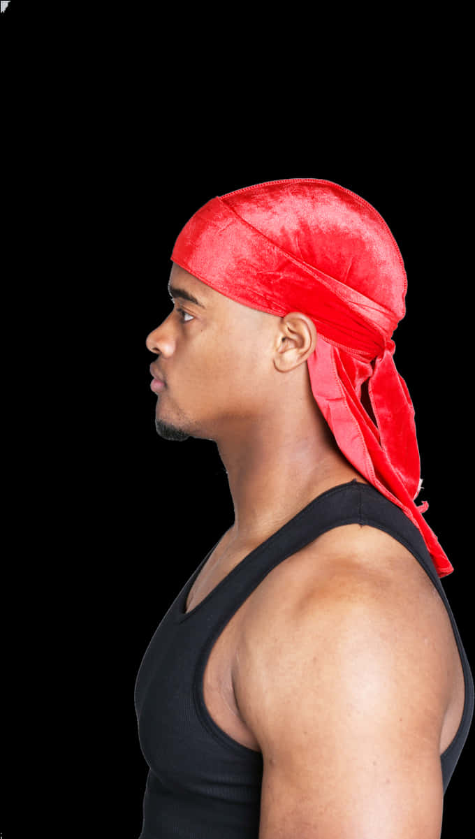 Man Wearing Red Durag Profile PNG image