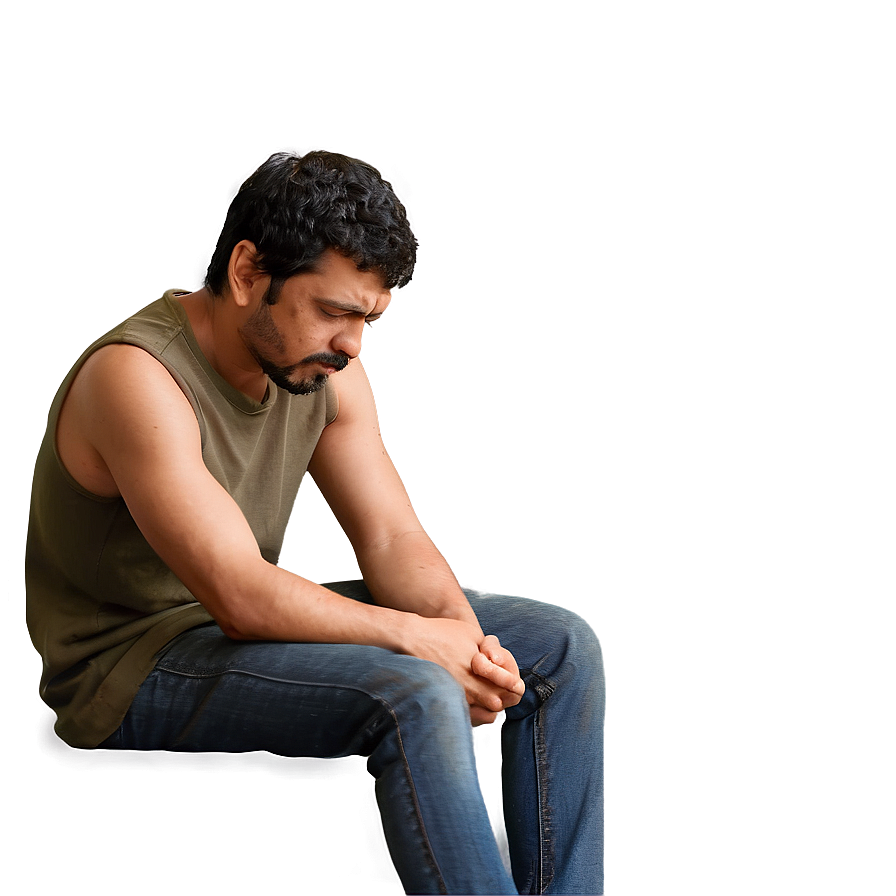 Man With Sorrowful Pose Png Gfx PNG image