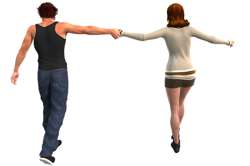 Man Woman Holding Hands Walking Away PNG image