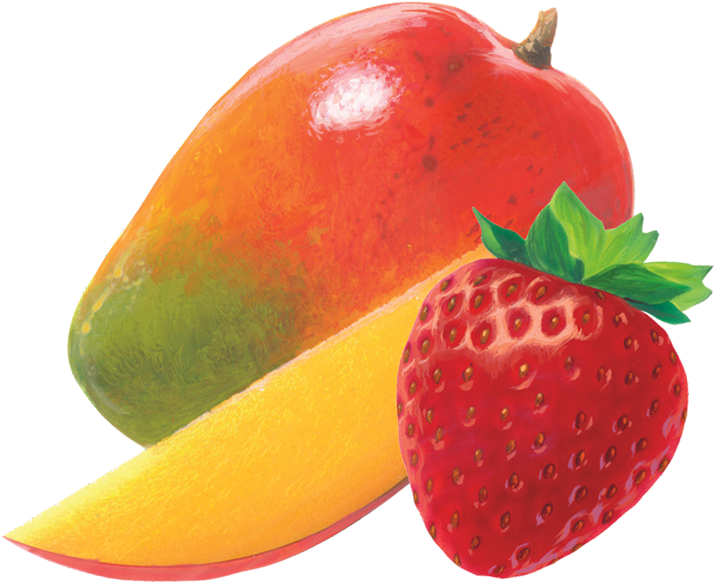 Mango_and_ Strawberry_ Illustration PNG image