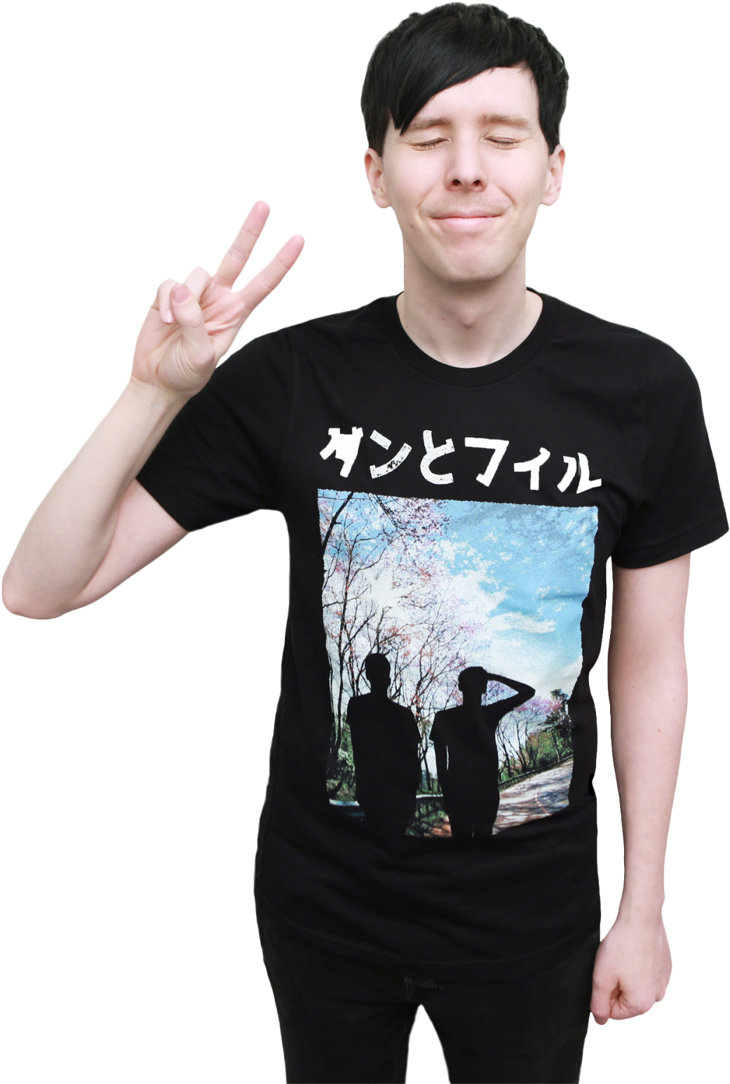 Manin Black T Shirt Peace Sign PNG image