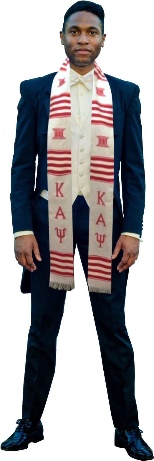 Manin Suitwith Fraternity Scarf PNG image