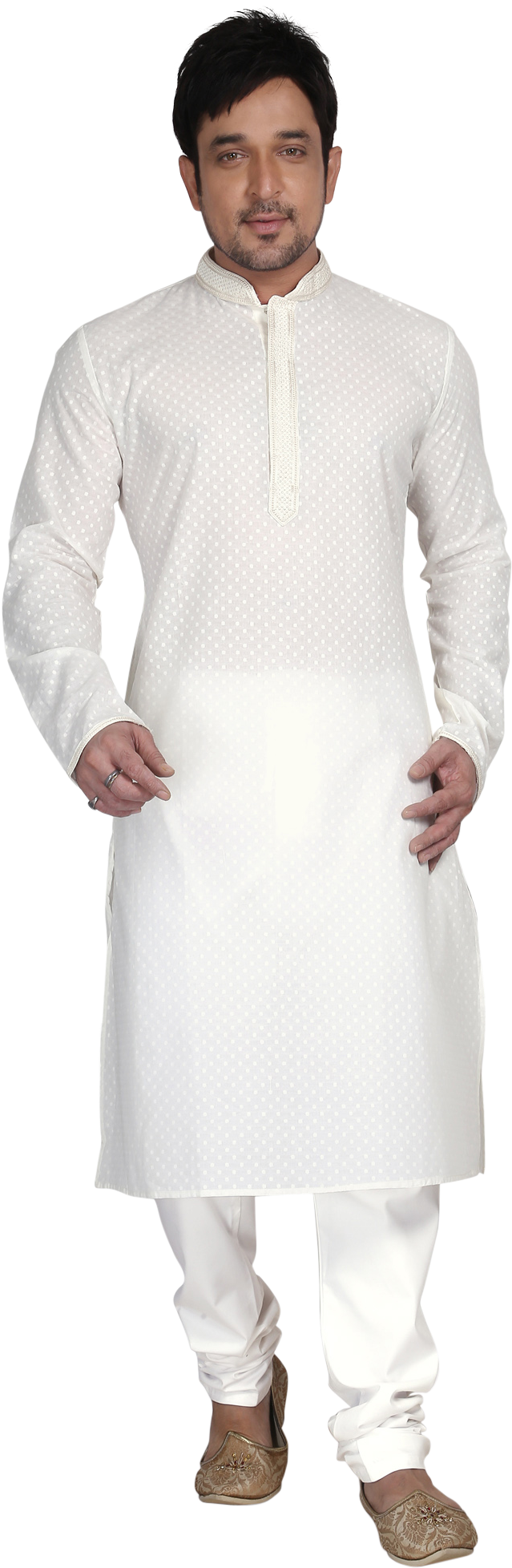 Manin Traditional White Kurta Pajama PNG image