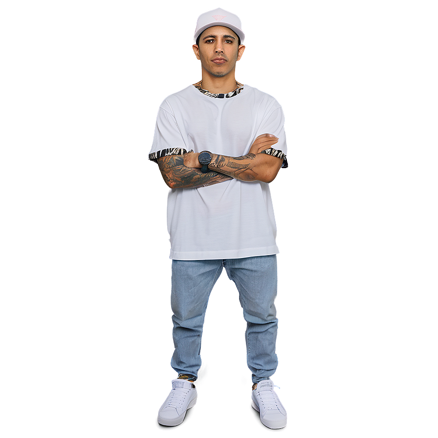 Manin White Capand T Shirt PNG image